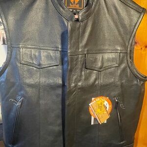 Black Leather Men's Vest